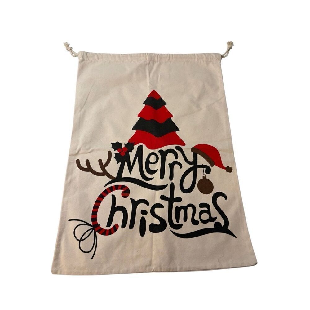 NWOT large canvas Christmas Santa sack with drawstring.